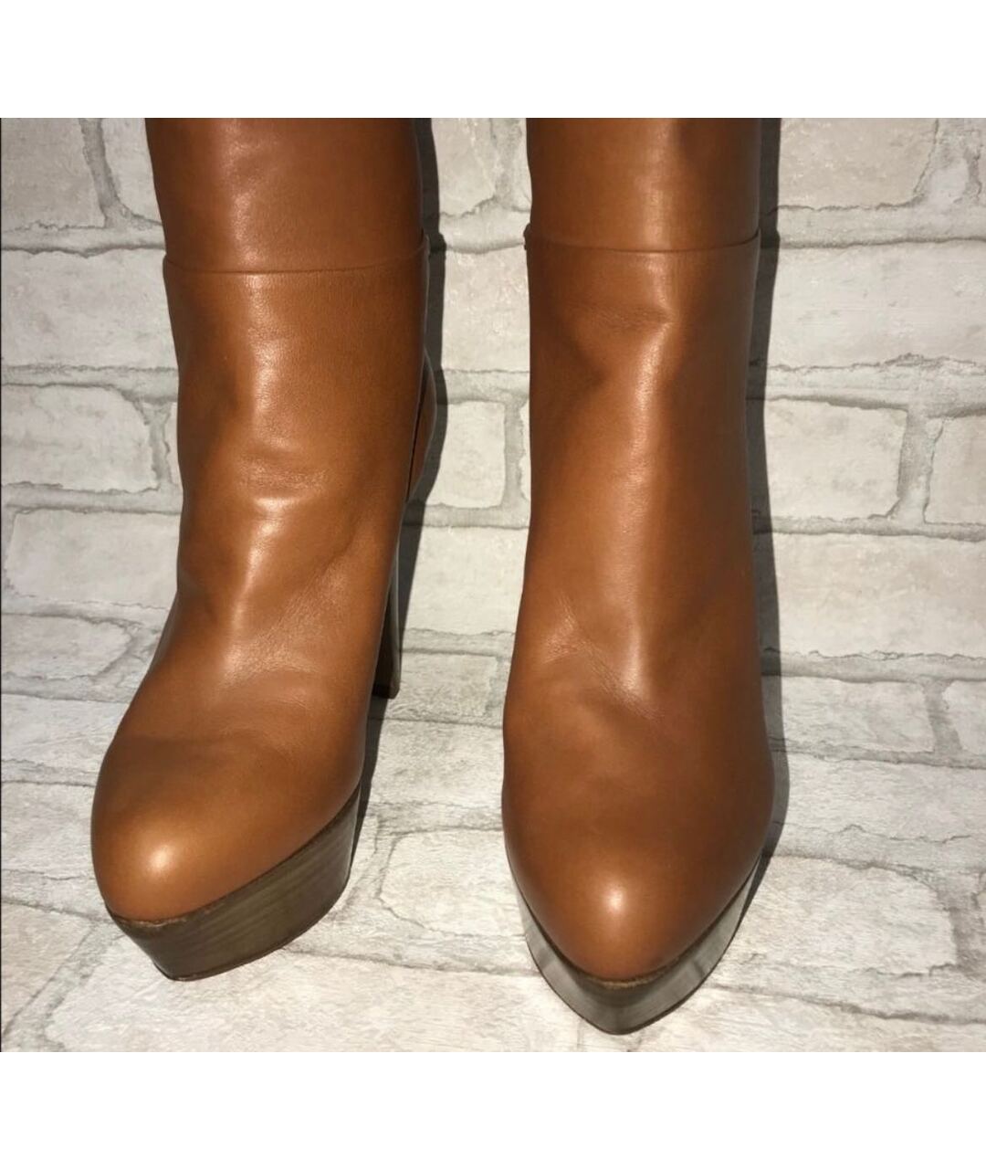 SERGIO ROSSI Коричневые кожаные сапоги, фото 5