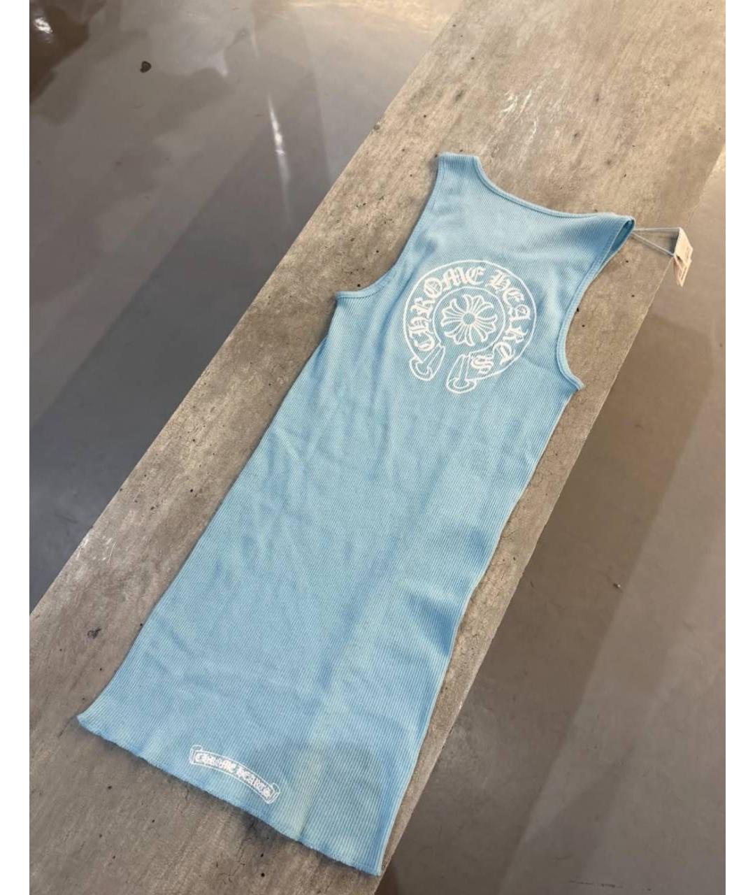 CHROME HEARTS Голубая хлопковая майка, фото 4