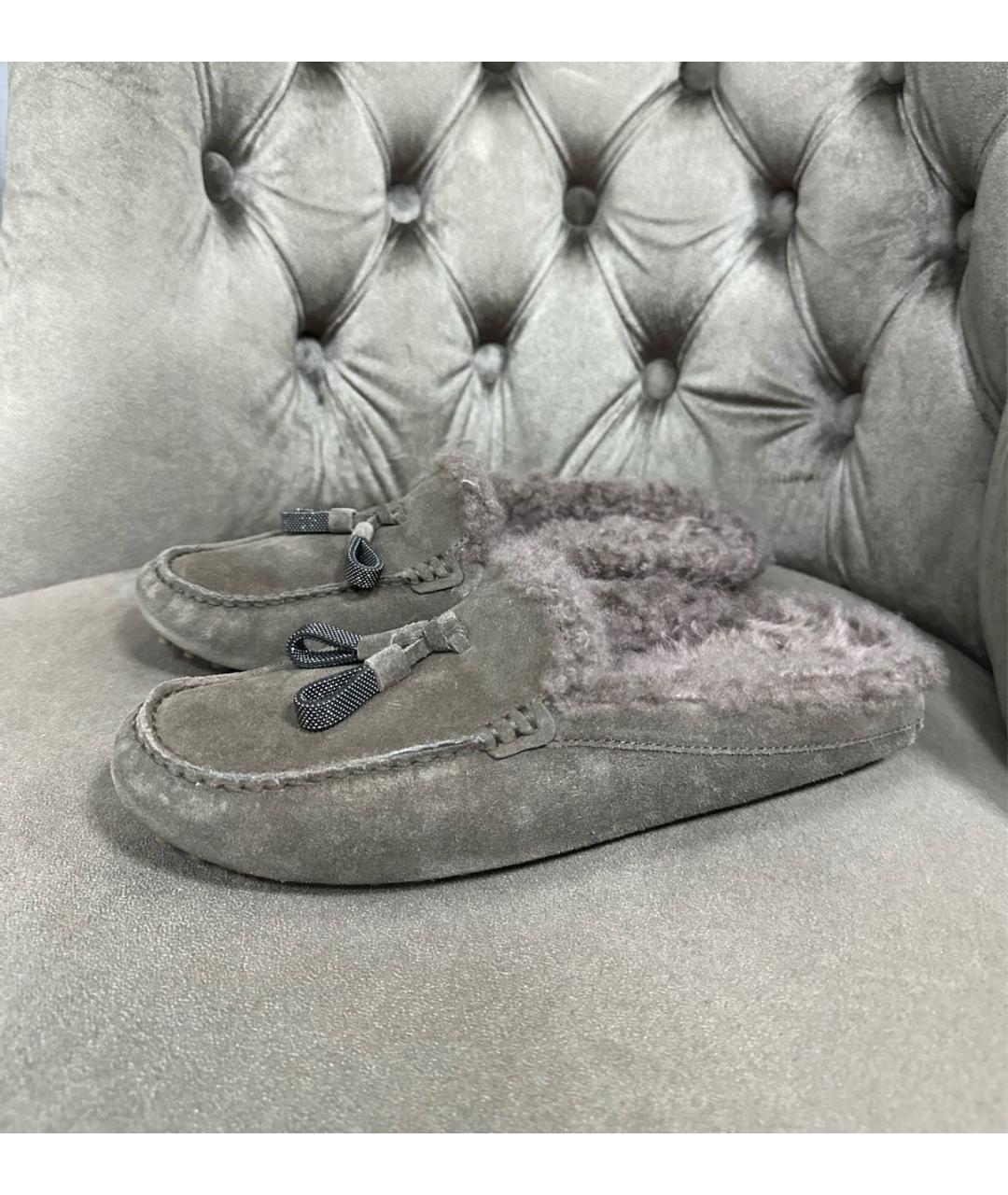 BRUNELLO CUCINELLI Антрацитовые мюли, фото 7