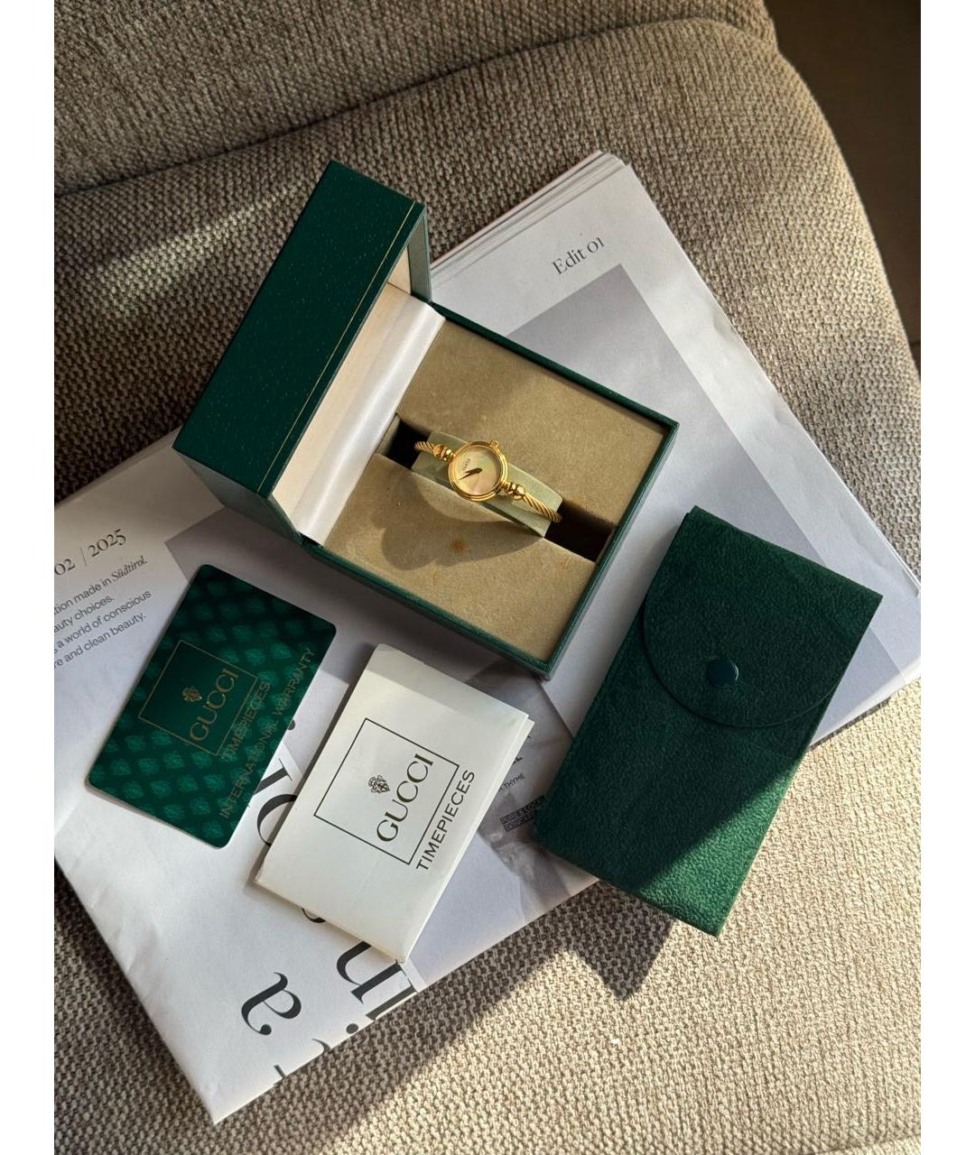 GUCCI Золотые стальные часы, фото 2