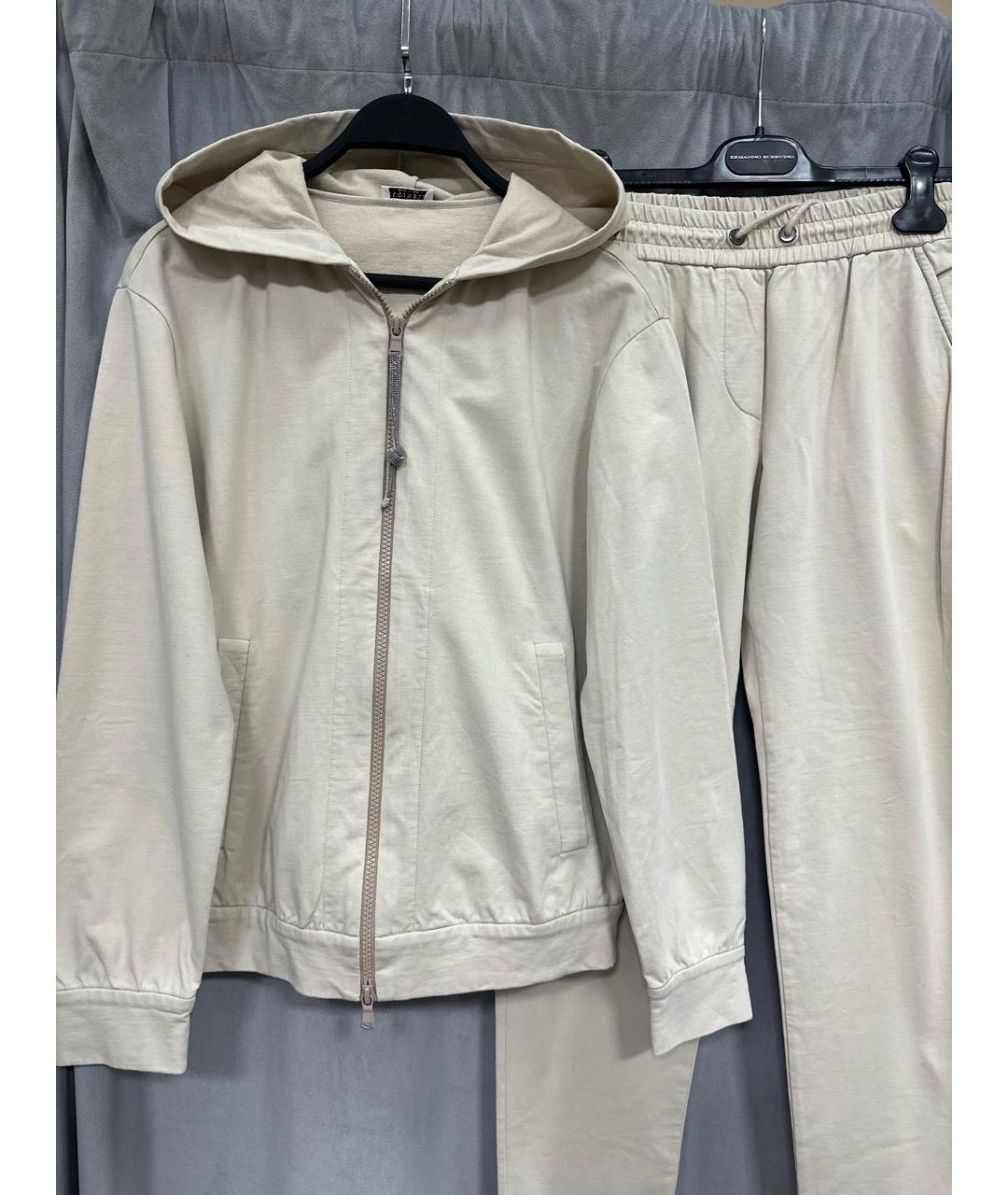 BRUNELLO CUCINELLI Бежевый хлопковый костюм с брюками, фото 4