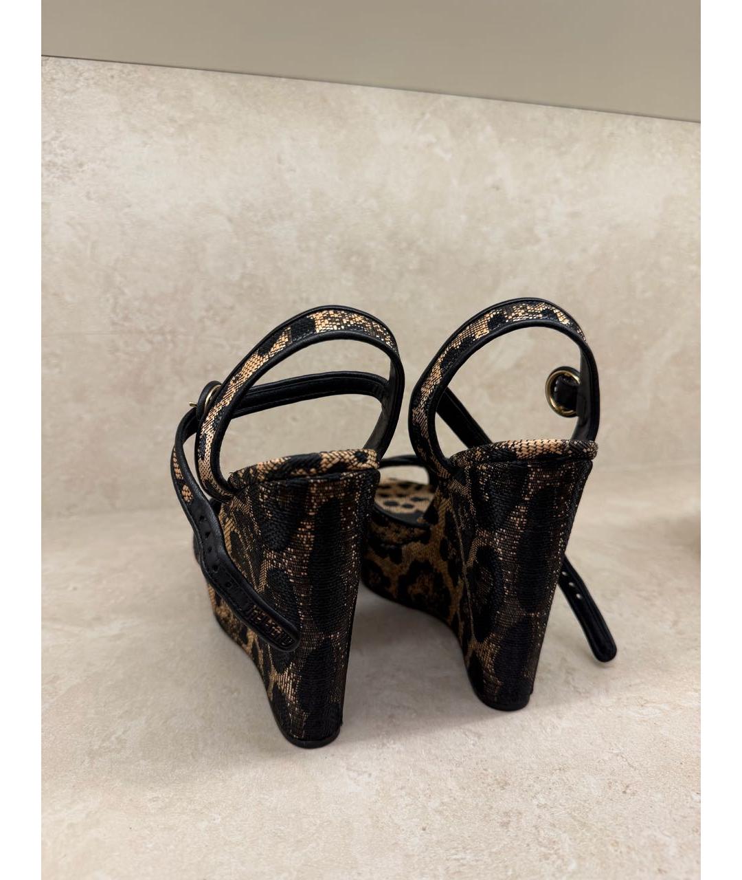 DOLCE&GABBANA Коричневые кожаные босоножки, фото 3