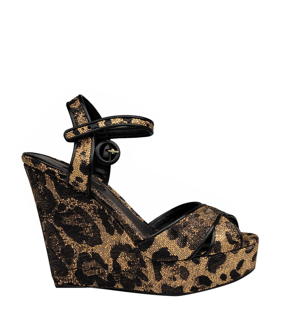 DOLCE&GABBANA Коричневые кожаные босоножки, фото 1