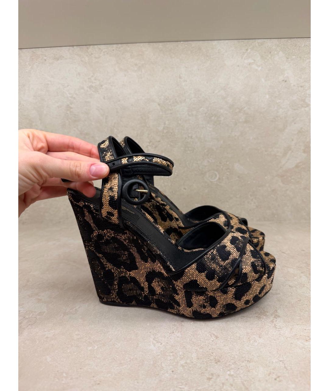 DOLCE&GABBANA Коричневые кожаные босоножки, фото 5