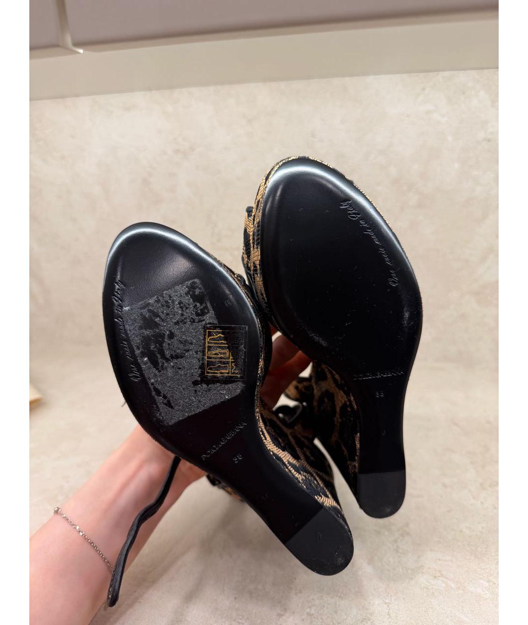 DOLCE&GABBANA Коричневые кожаные босоножки, фото 4