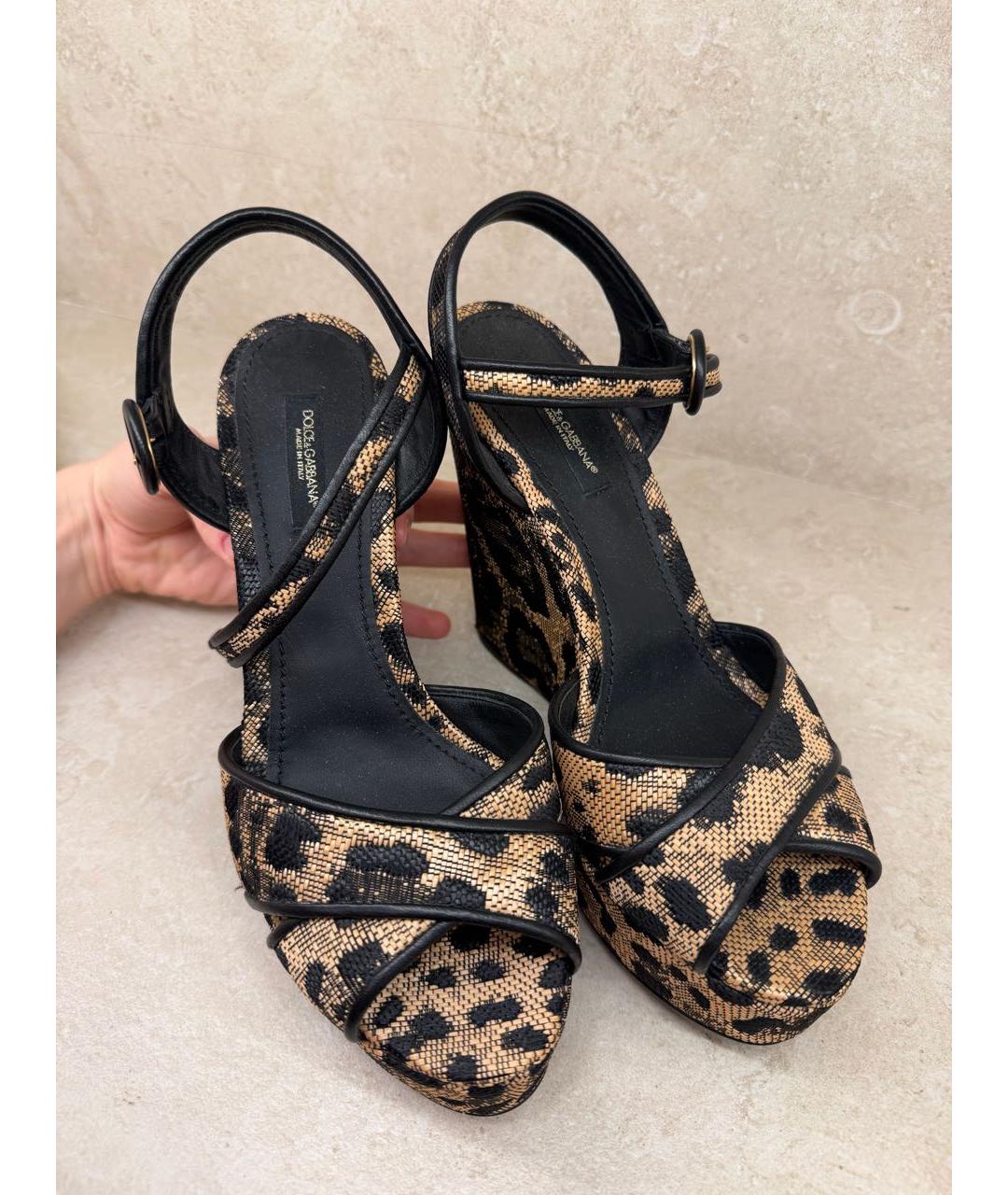 DOLCE&GABBANA Коричневые кожаные босоножки, фото 2