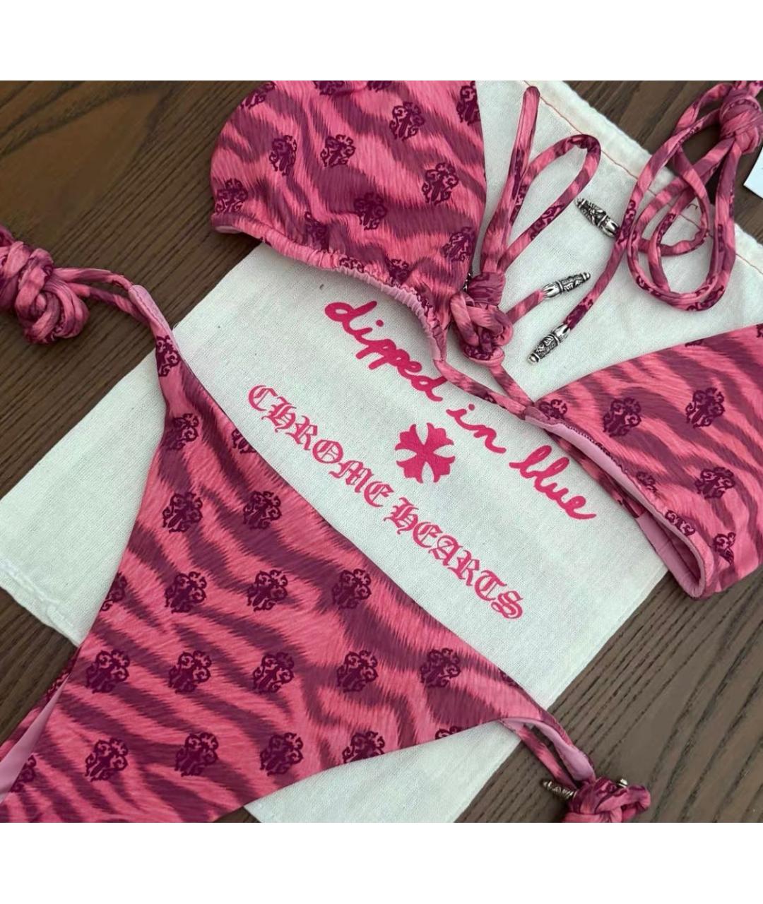 CHROME HEARTS Коралловый полиамидовый купальник, фото 3