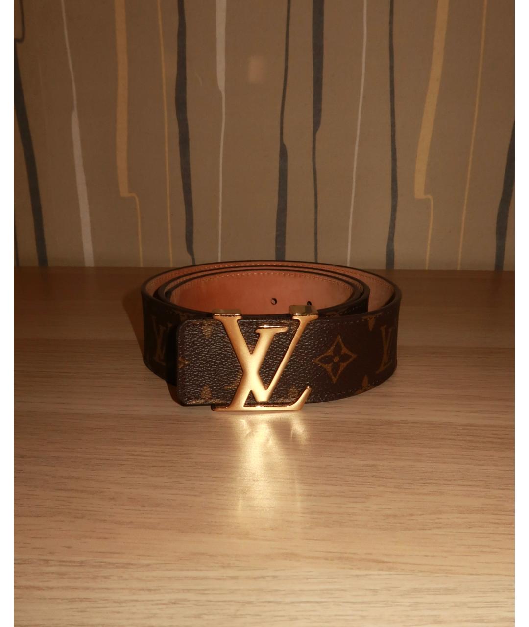 LOUIS VUITTON Коричневый кожаный ремень, фото 6