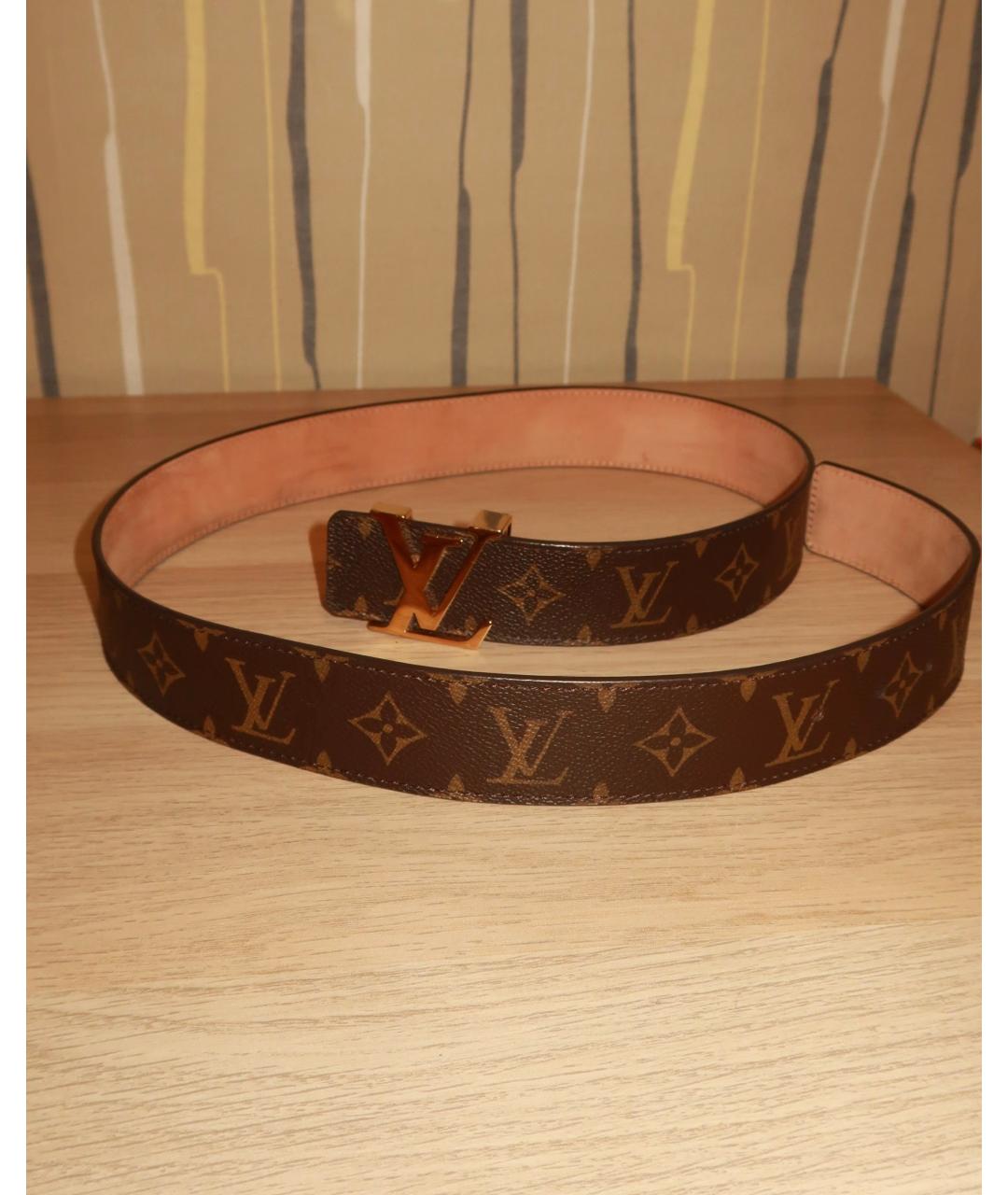 LOUIS VUITTON Коричневый кожаный ремень, фото 4