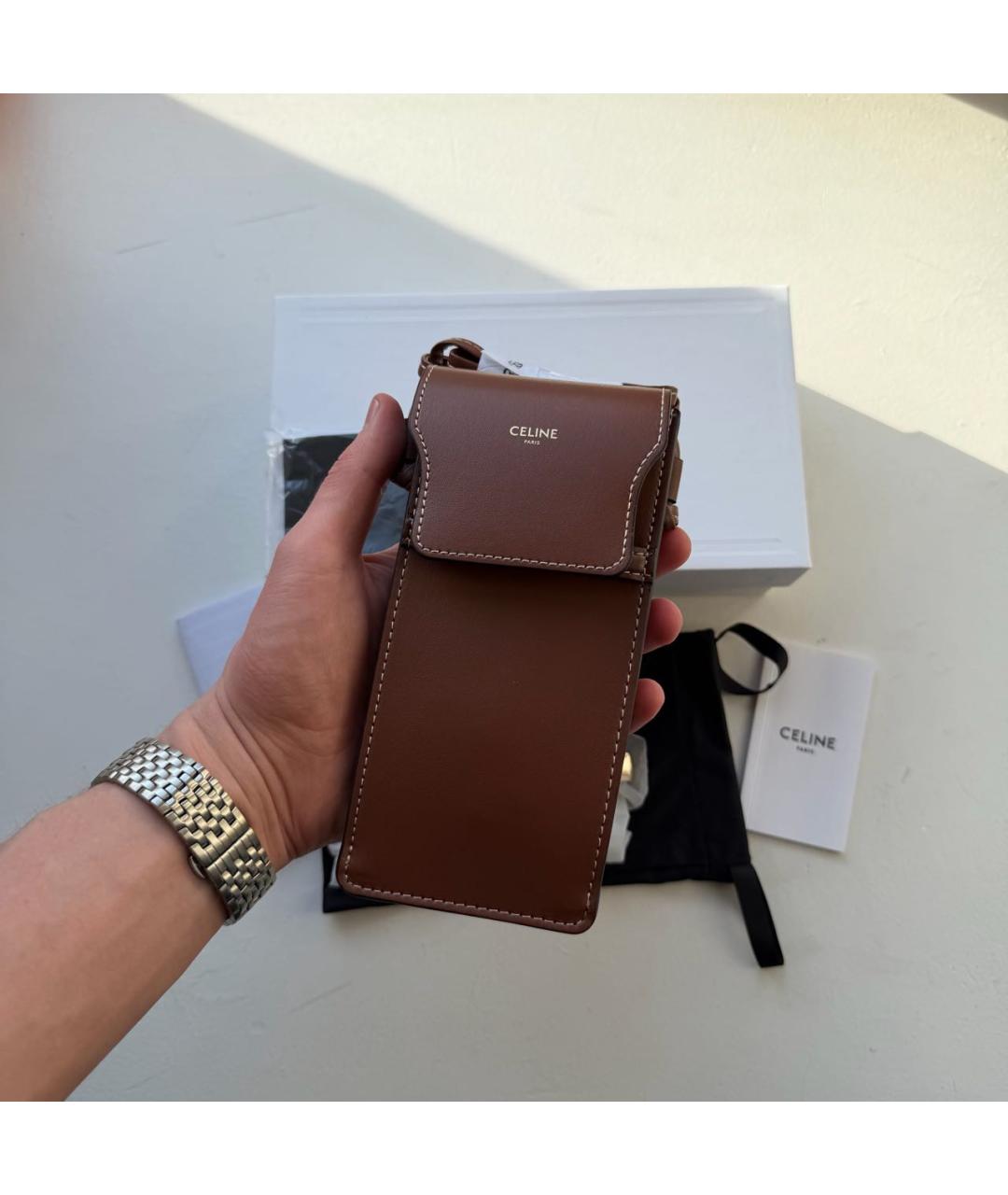 CELINE Коричневые металлические солнцезащитные очки, фото 7