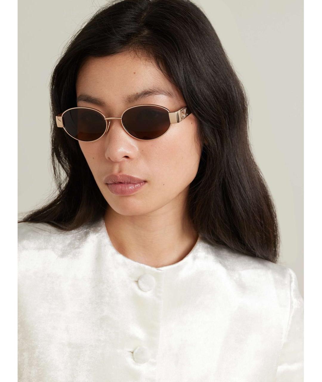 CELINE Коричневые металлические солнцезащитные очки, фото 2