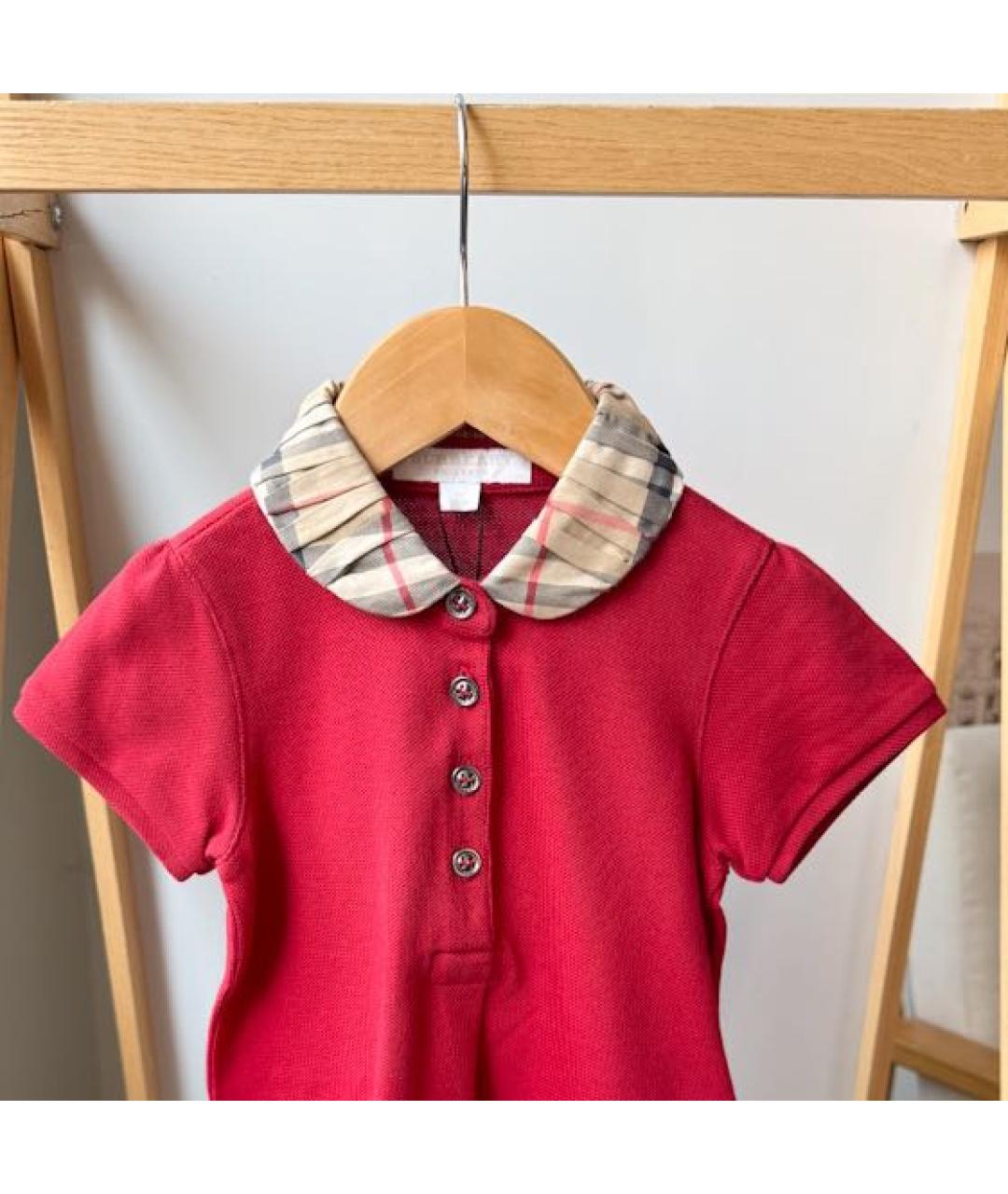 BURBERRY Красный хлопковый футболка / топ, фото 3