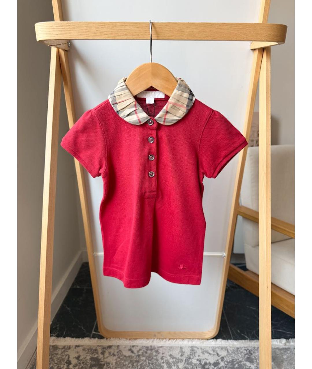 BURBERRY Красный хлопковый футболка / топ, фото 5