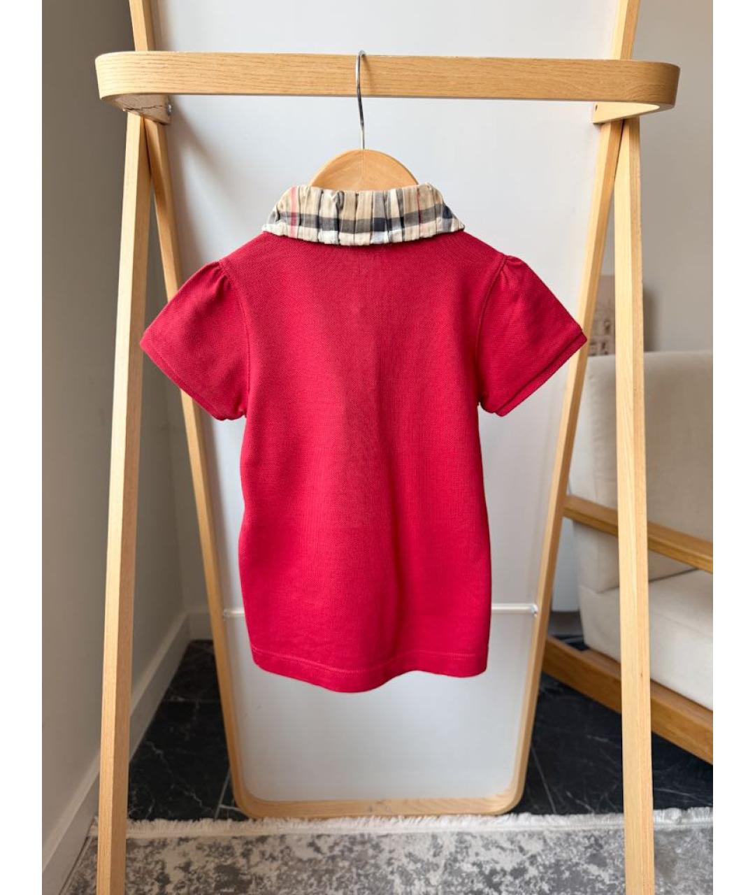 BURBERRY Красный хлопковый футболка / топ, фото 2