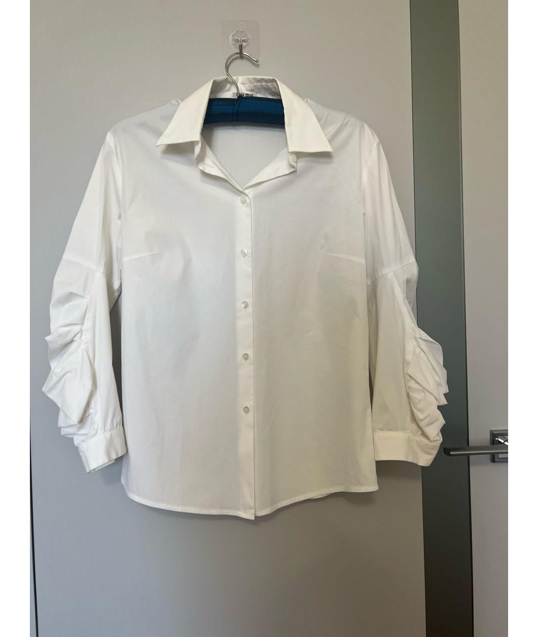 MIU MIU Белая хлопко-эластановая рубашка, фото 4