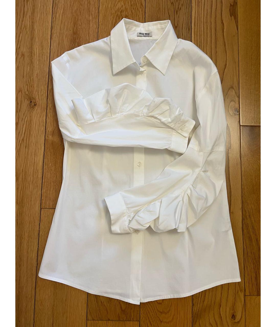 MIU MIU Белая хлопко-эластановая рубашка, фото 2