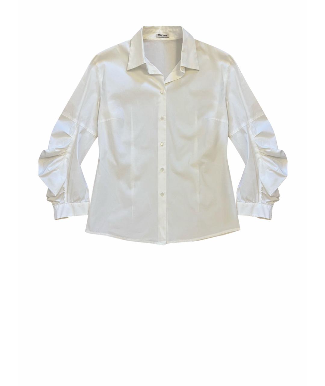 MIU MIU Белая хлопко-эластановая рубашка, фото 1