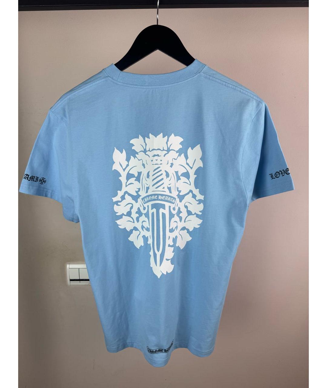 CHROME HEARTS Голубая хлопковая футболка, фото 5