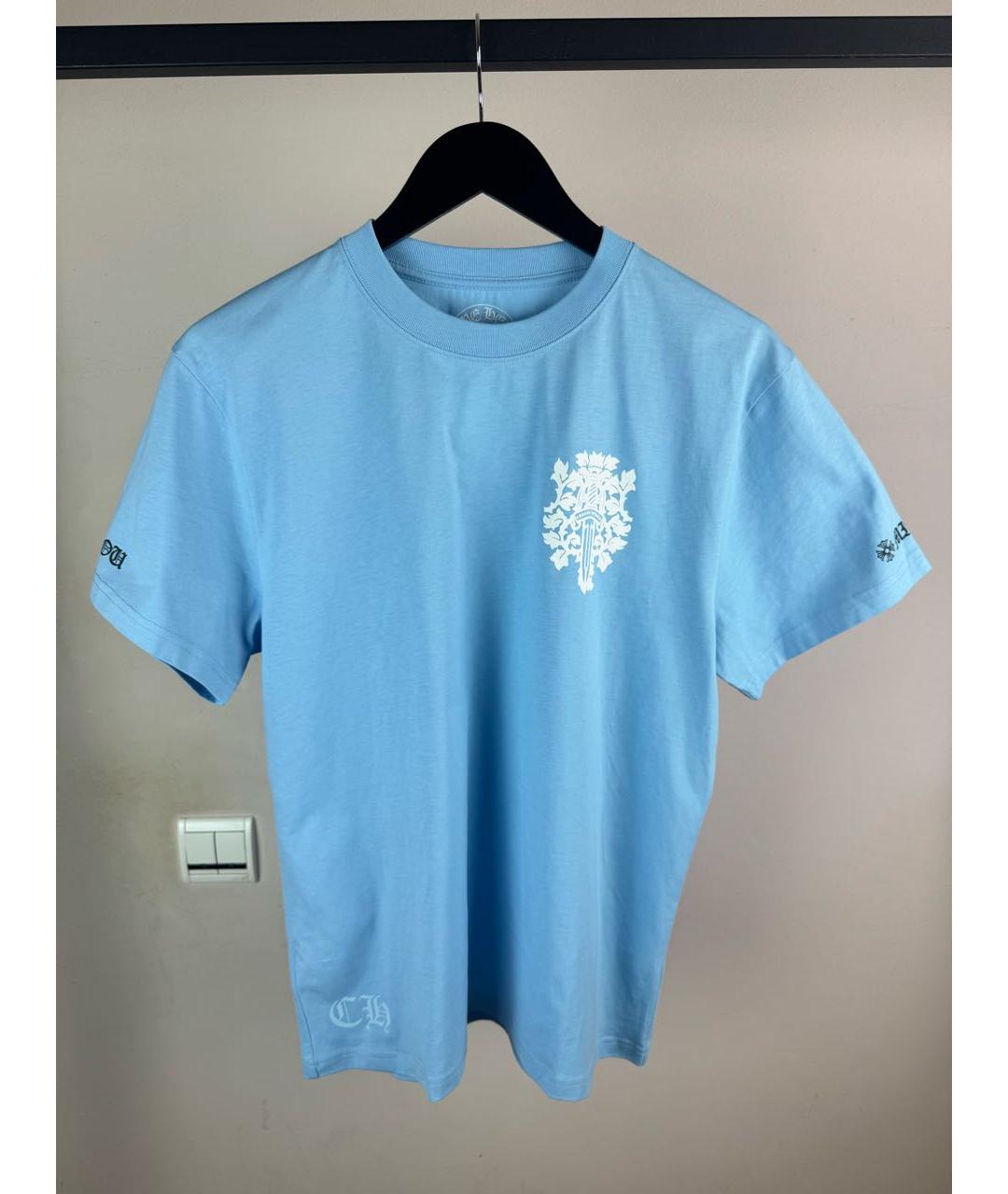 CHROME HEARTS Голубая хлопковая футболка, фото 3
