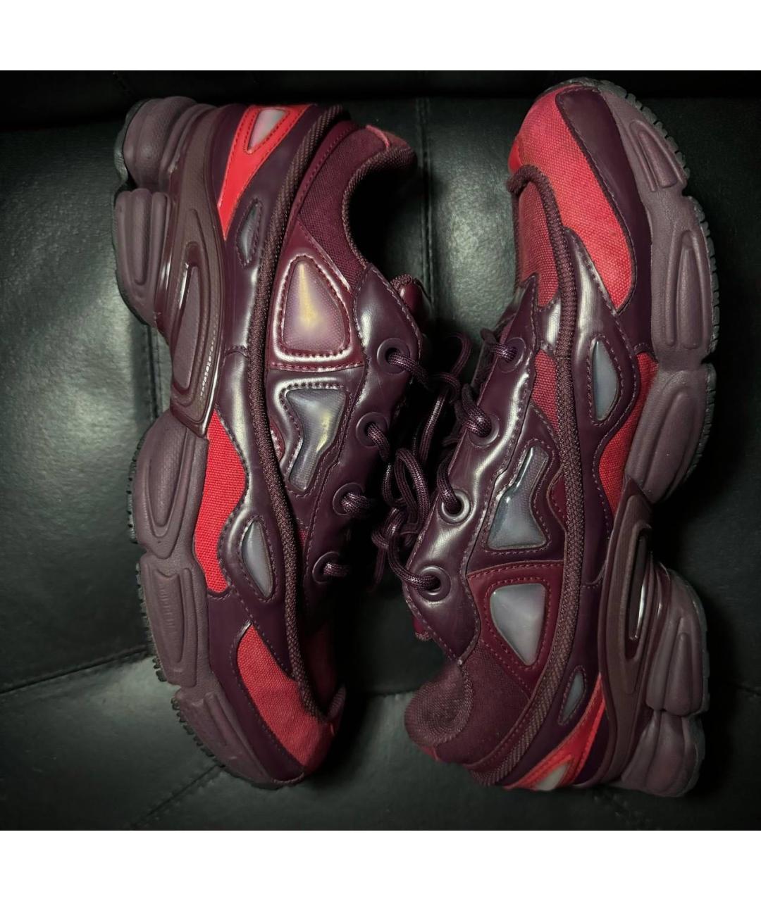 ADIDAS X RAF SIMONS Бордовые текстильные низкие кроссовки / кеды, фото 3