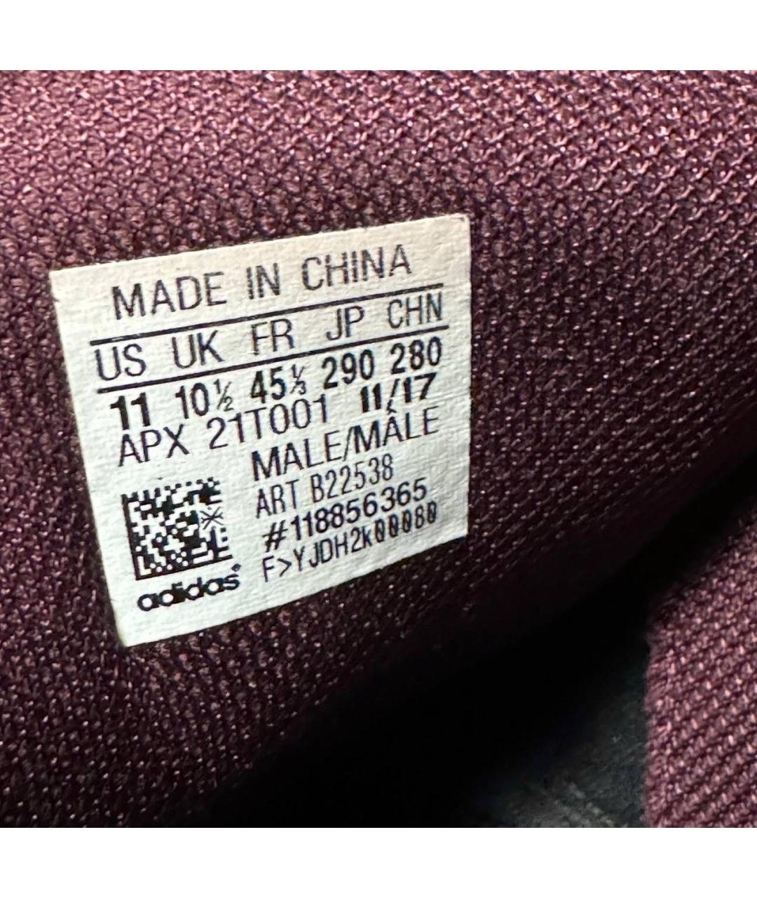 ADIDAS X RAF SIMONS Бордовые текстильные низкие кроссовки / кеды, фото 5