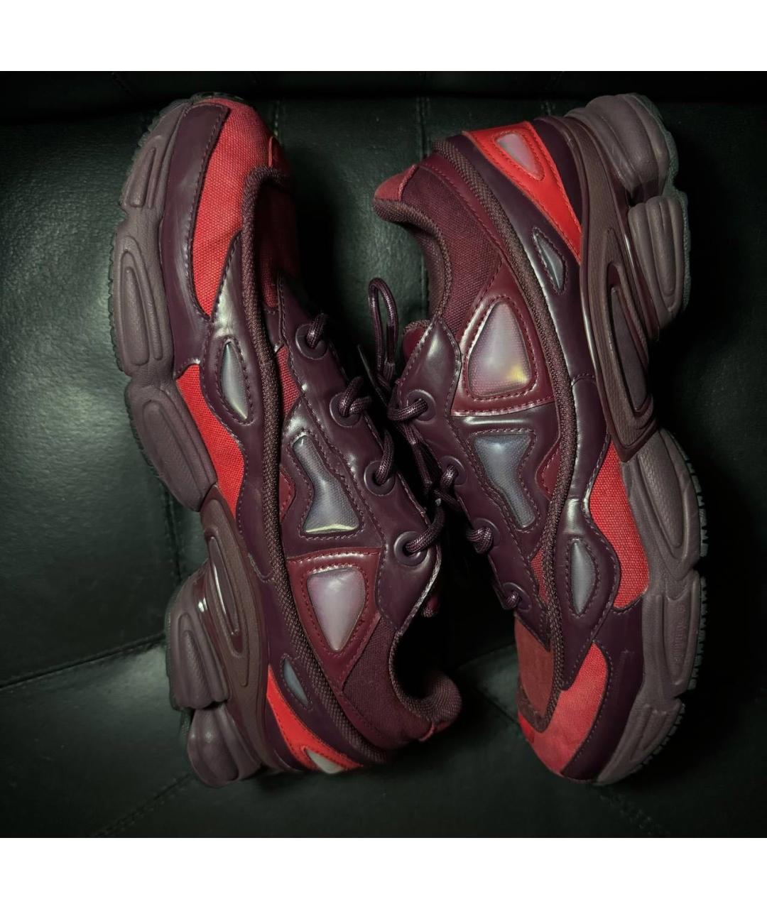 ADIDAS X RAF SIMONS Бордовые текстильные низкие кроссовки / кеды, фото 4