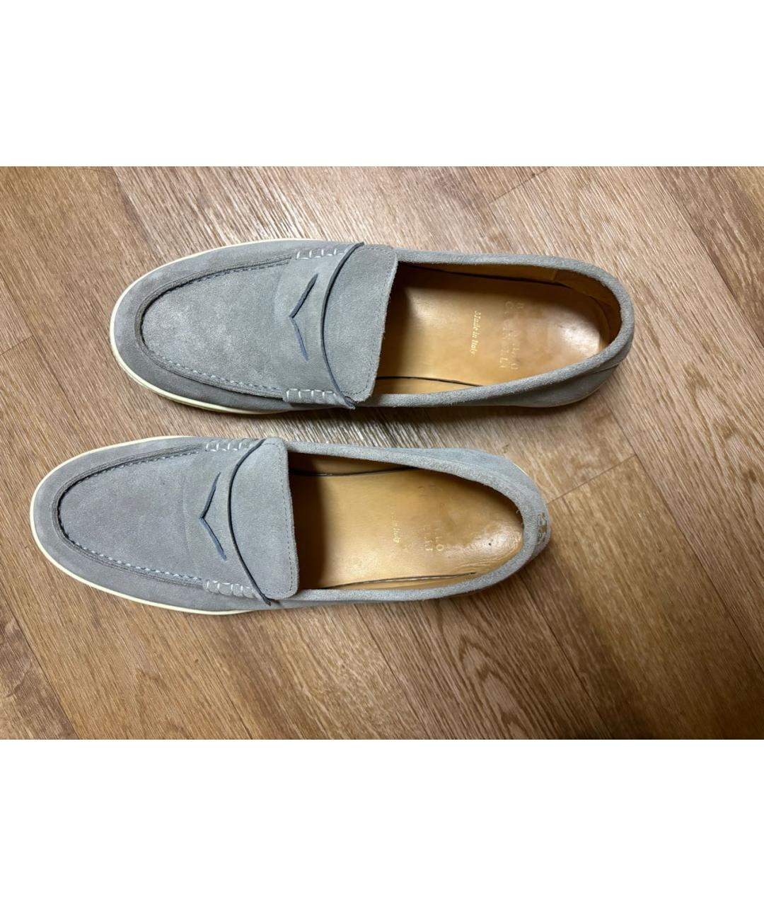 BRUNELLO CUCINELLI Серые замшевые лоферы, фото 6