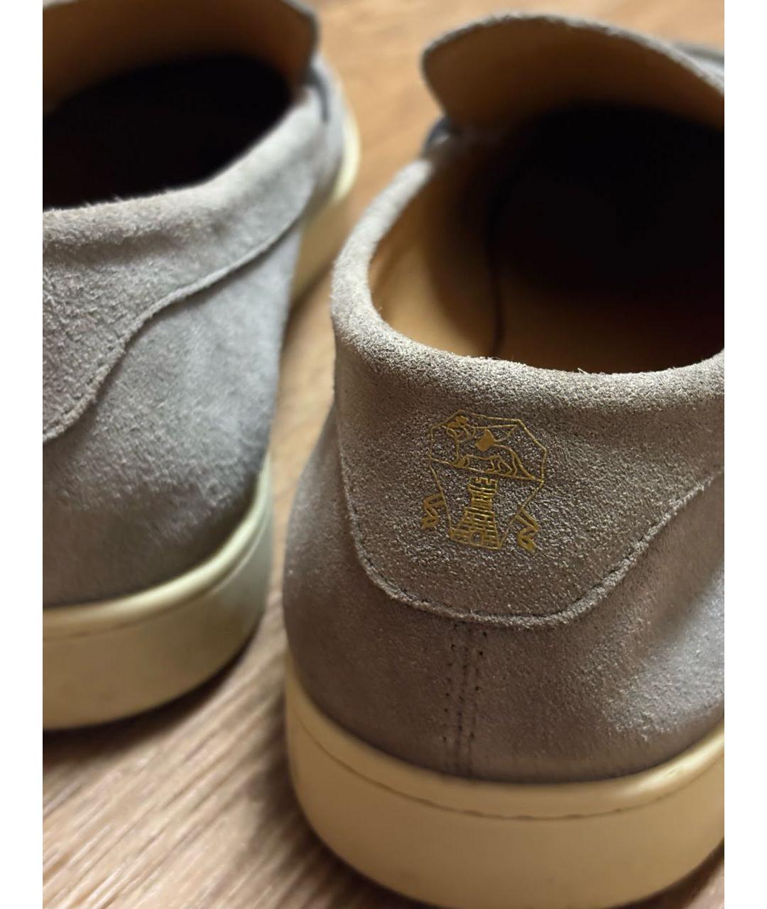 BRUNELLO CUCINELLI Серые замшевые лоферы, фото 3