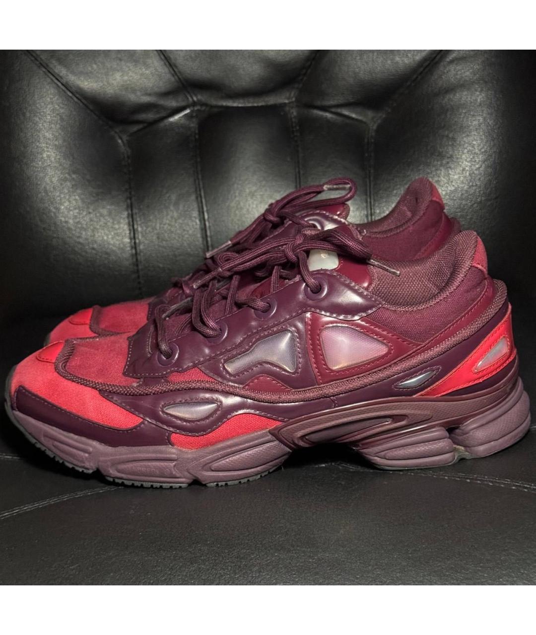 ADIDAS X RAF SIMONS Бордовые текстильные низкие кроссовки / кеды, фото 3