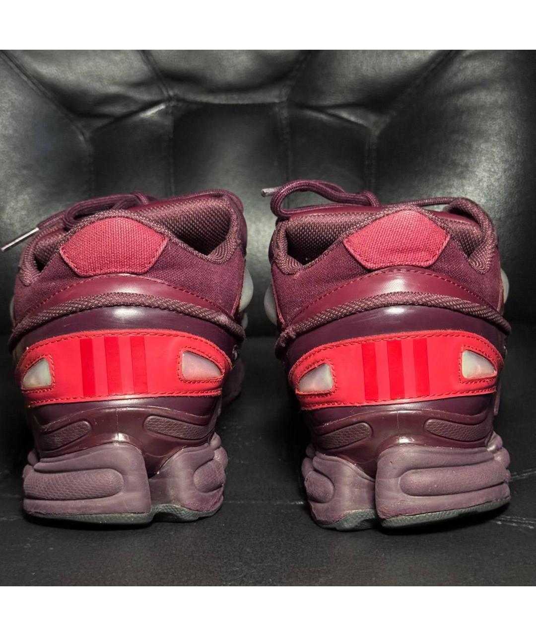 ADIDAS X RAF SIMONS Бордовые текстильные низкие кроссовки / кеды, фото 2