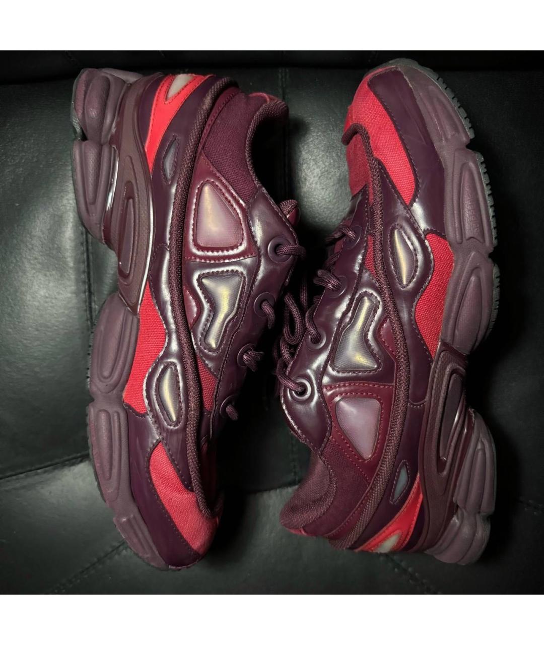 ADIDAS X RAF SIMONS Бордовые текстильные низкие кроссовки / кеды, фото 4