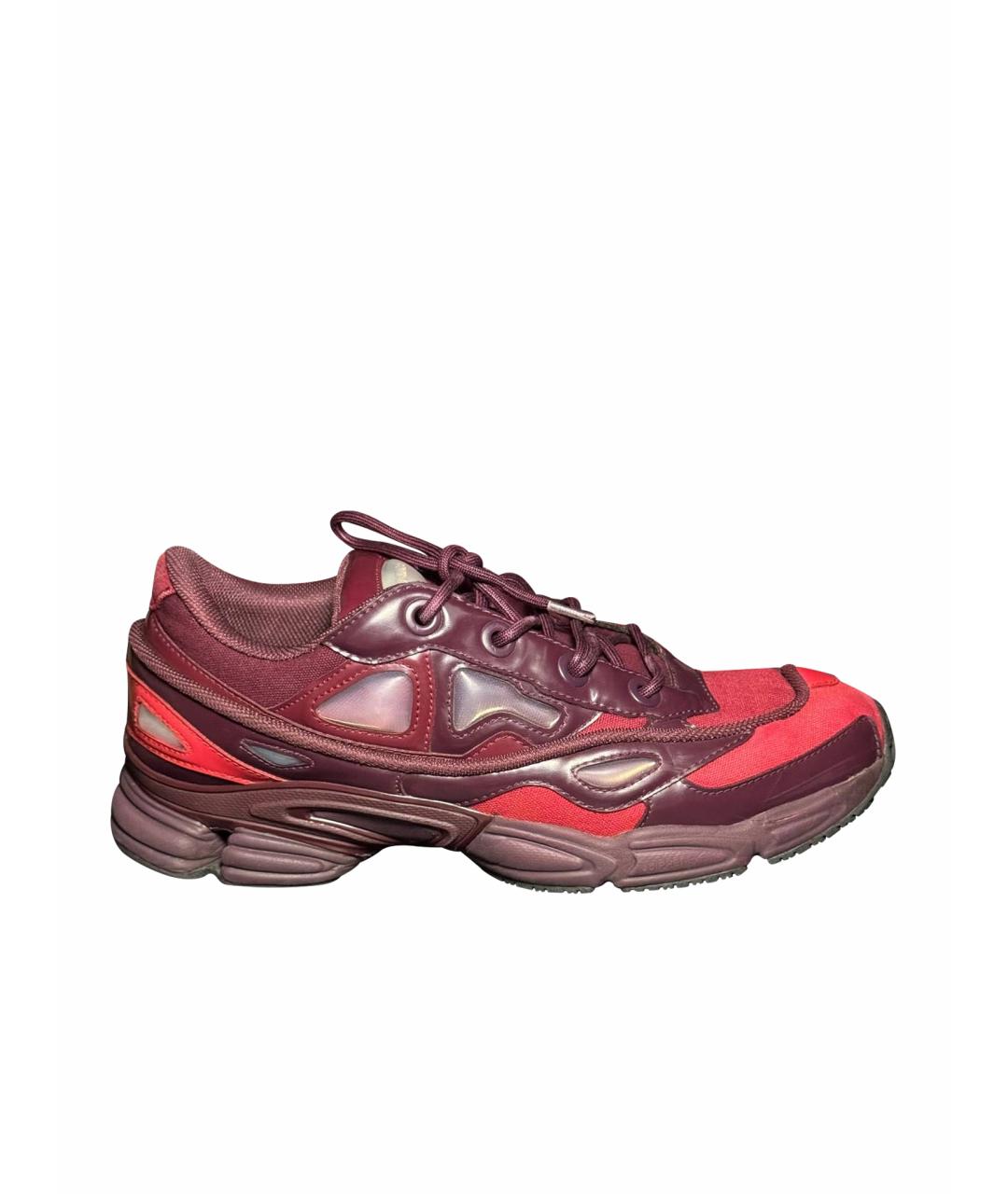 ADIDAS X RAF SIMONS Бордовые текстильные низкие кроссовки / кеды, фото 1