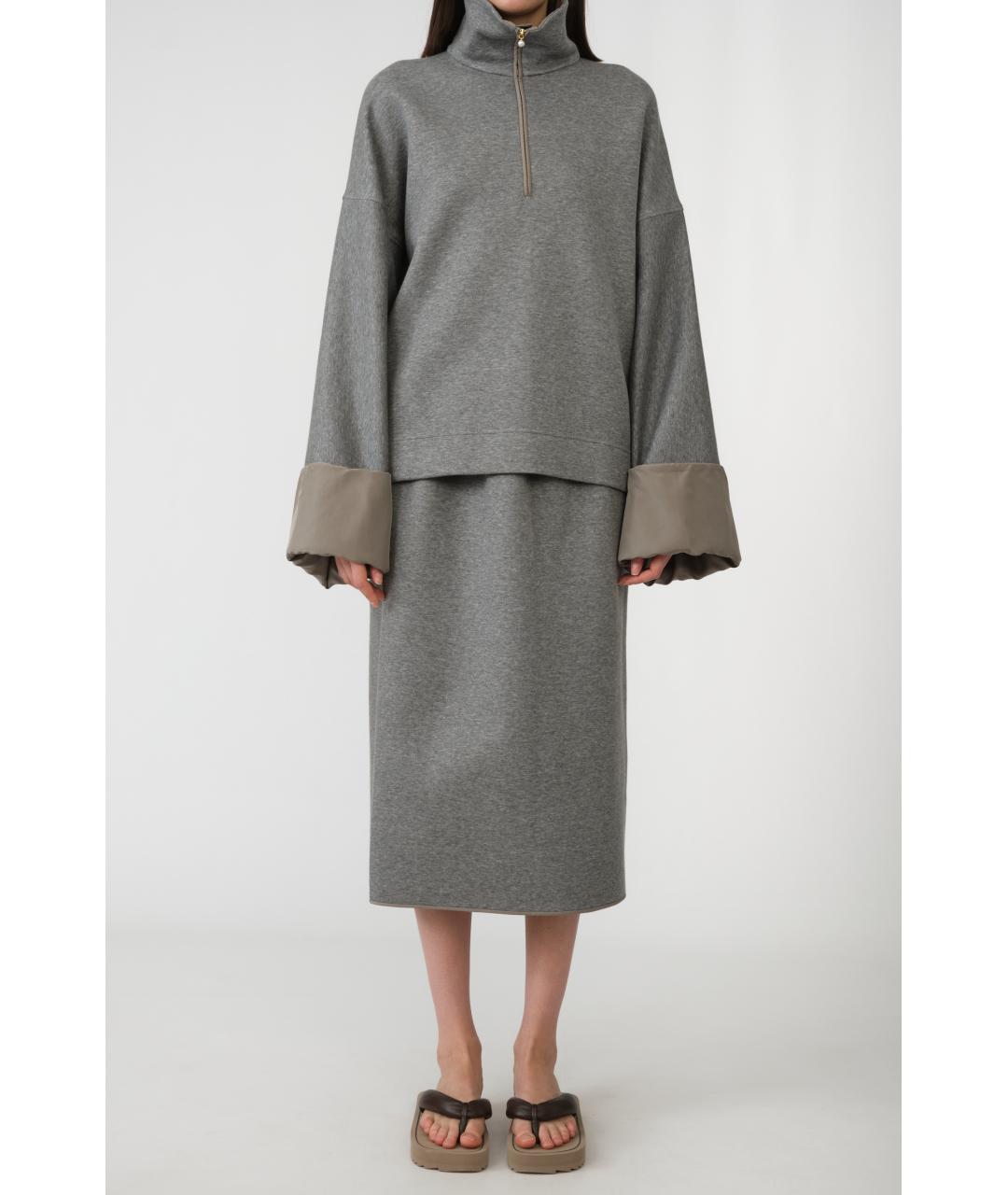 Carven Серая полиамидовая юбка миди, фото 7