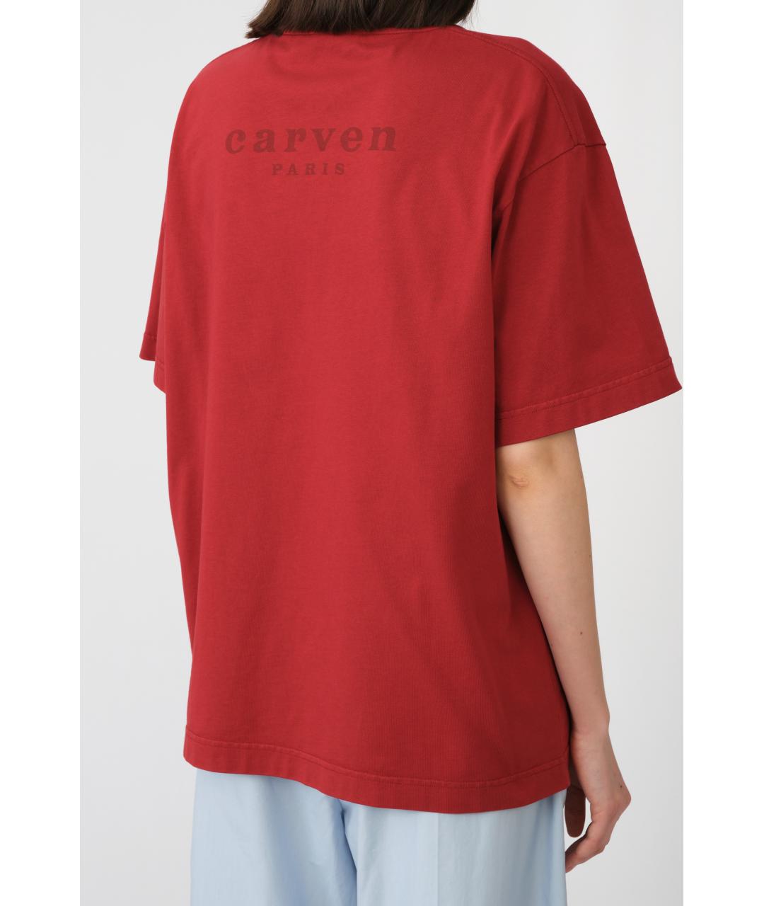 Carven Бордовая хлопковая футболка, фото 4