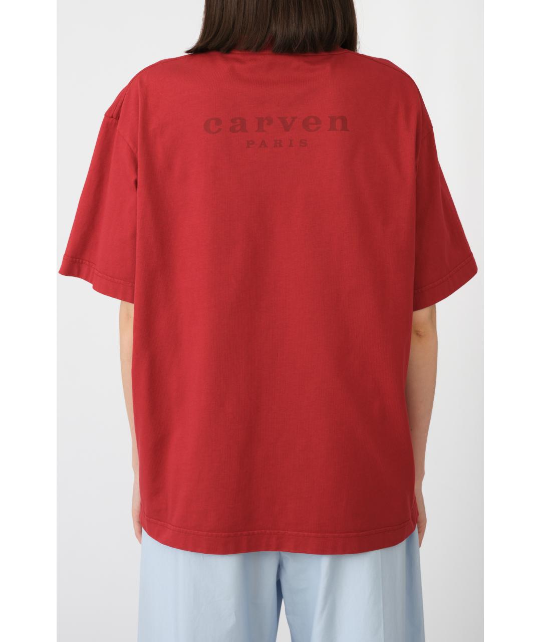 Carven Бордовая хлопковая футболка, фото 5