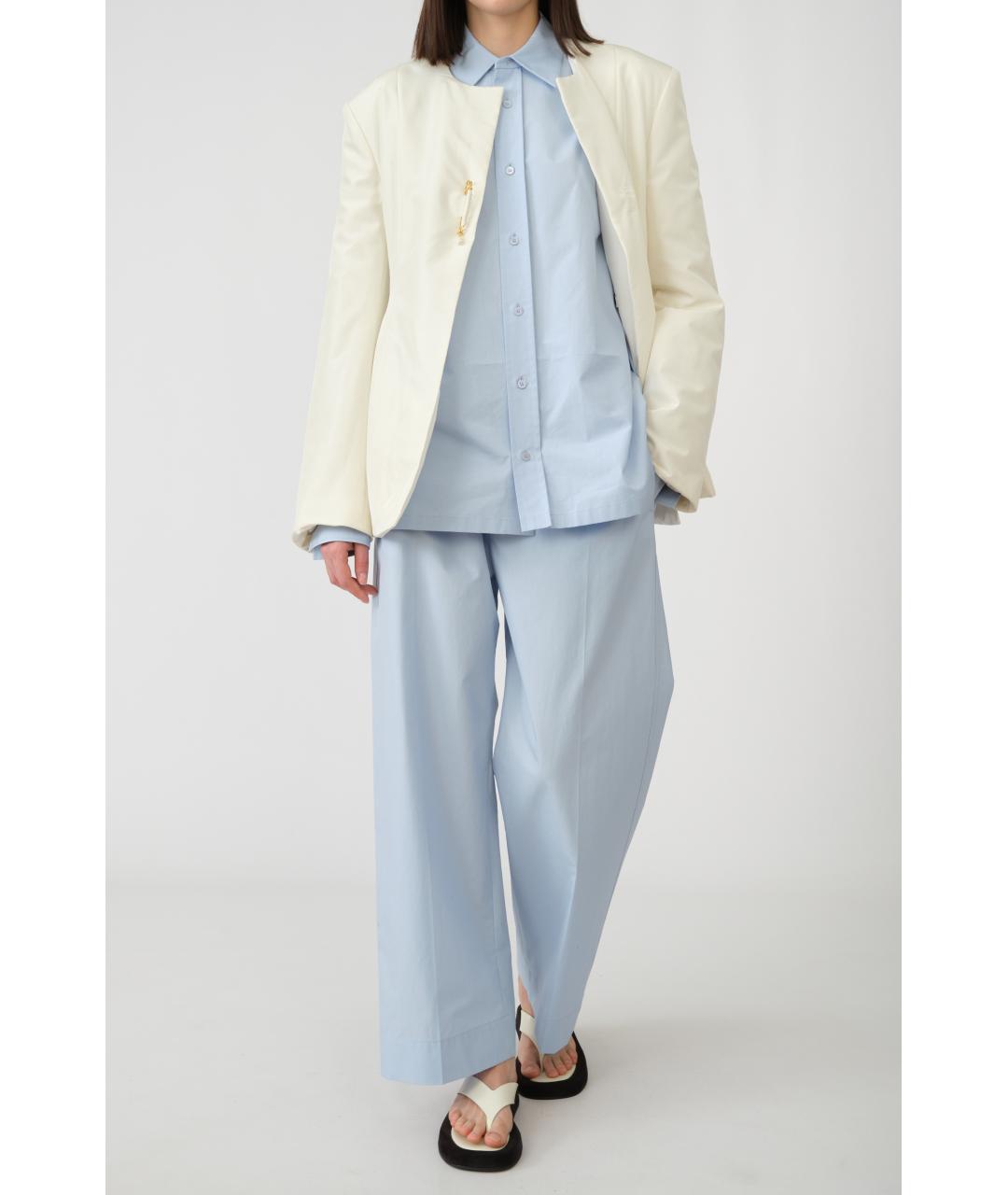 Carven Голубые хлопковые прямые брюки, фото 7