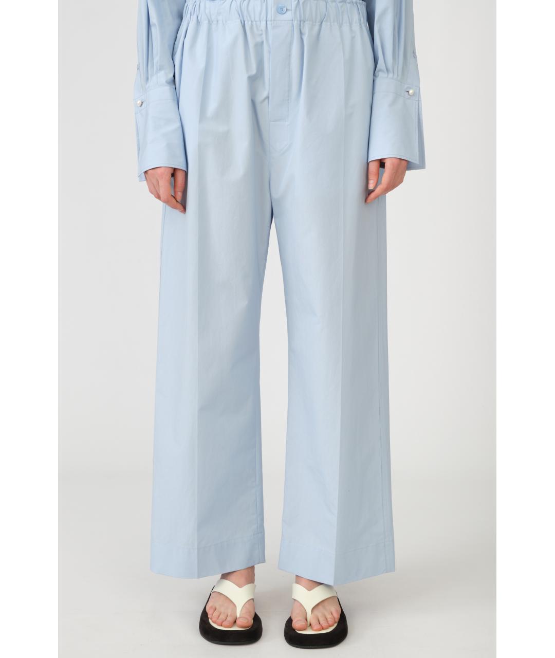 Carven Голубые хлопковые прямые брюки, фото 10