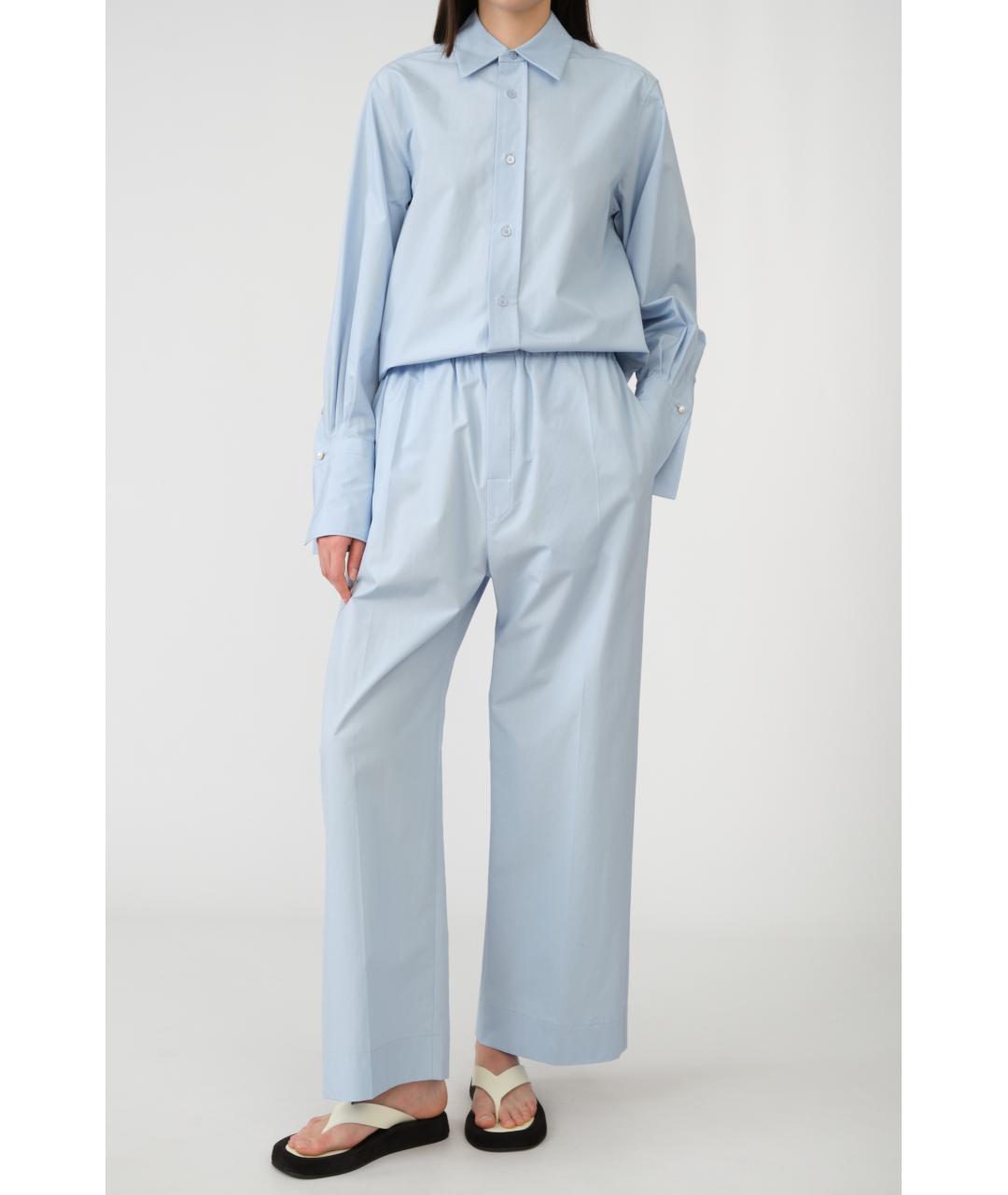 Carven Голубые хлопковые прямые брюки, фото 6