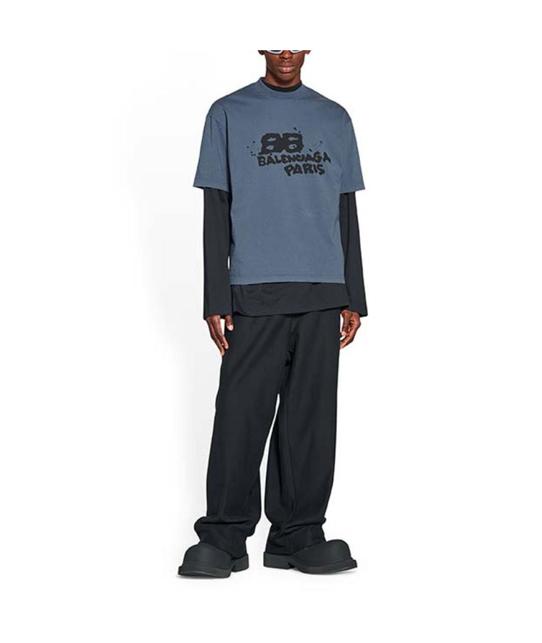 BALENCIAGA Синяя футболка, фото 3