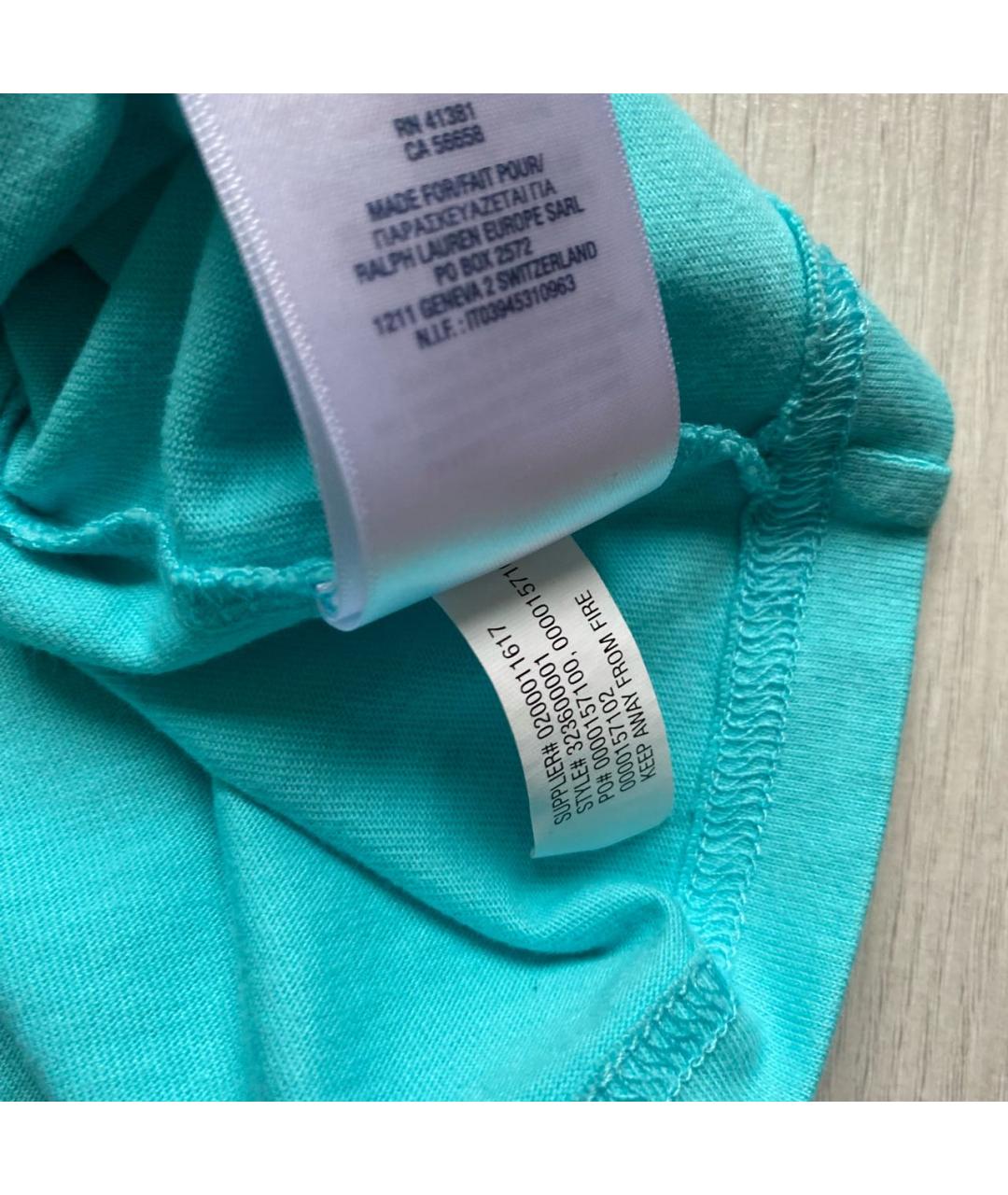 POLO RALPH LAUREN Голубая хлопковая детская футболка, фото 7