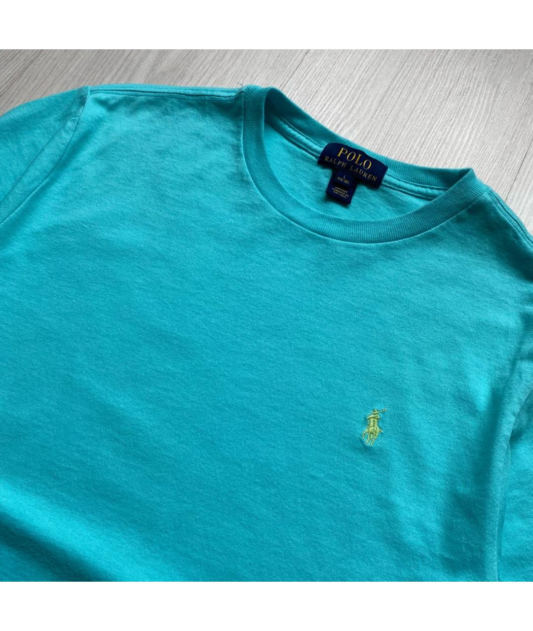 POLO RALPH LAUREN Голубая хлопковая детская футболка, фото 2