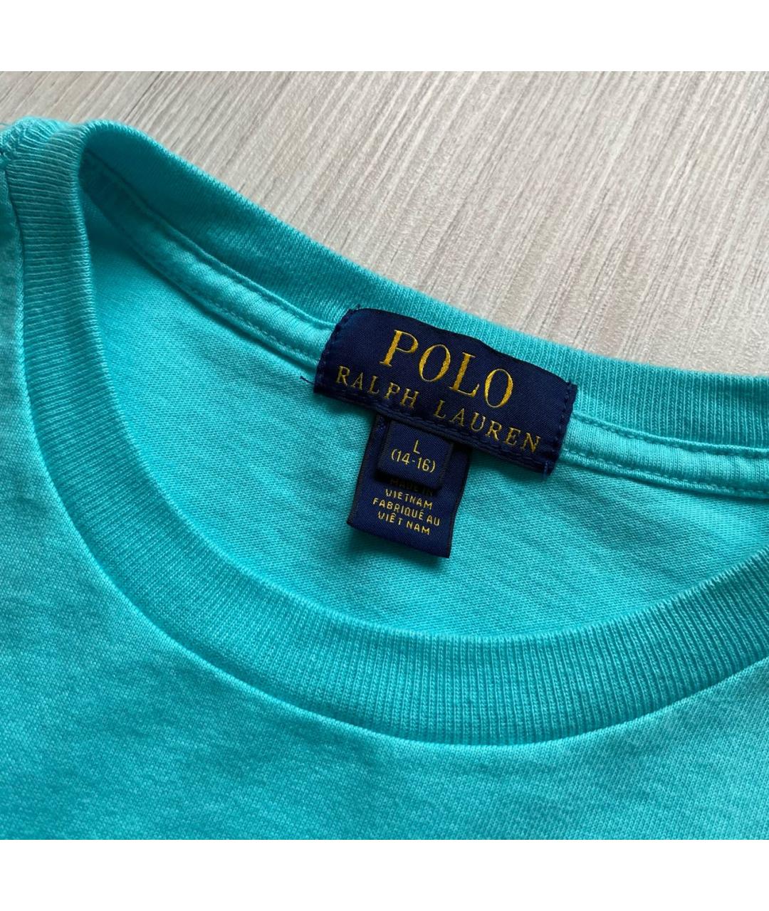 POLO RALPH LAUREN Голубая хлопковая детская футболка, фото 3