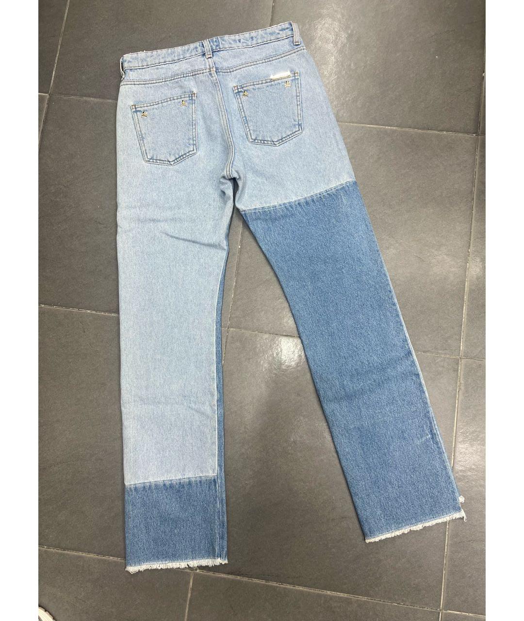 PHILIPP PLEIN Голубые хлопко-эластановые прямые джинсы, фото 2