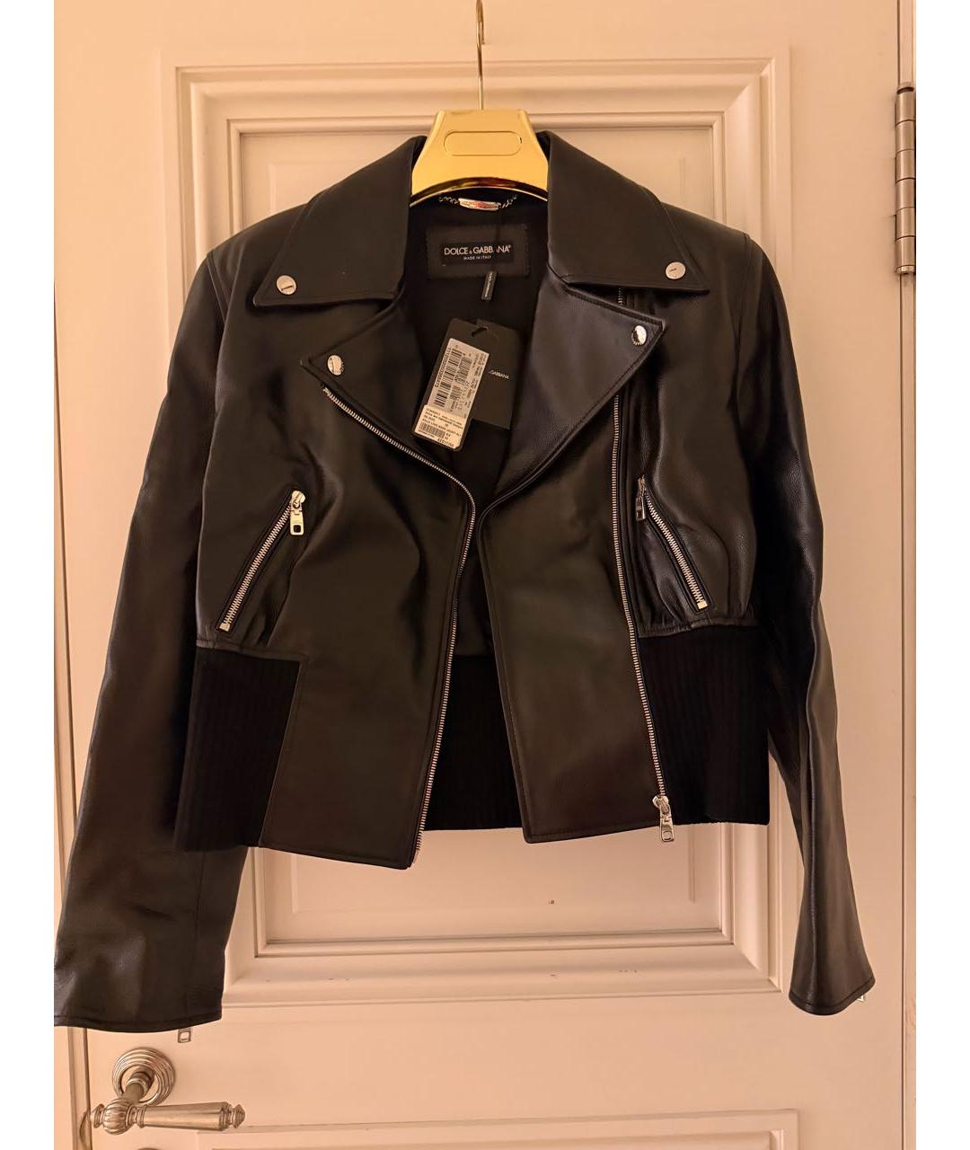DOLCE&GABBANA Черная кожаная куртка, фото 5