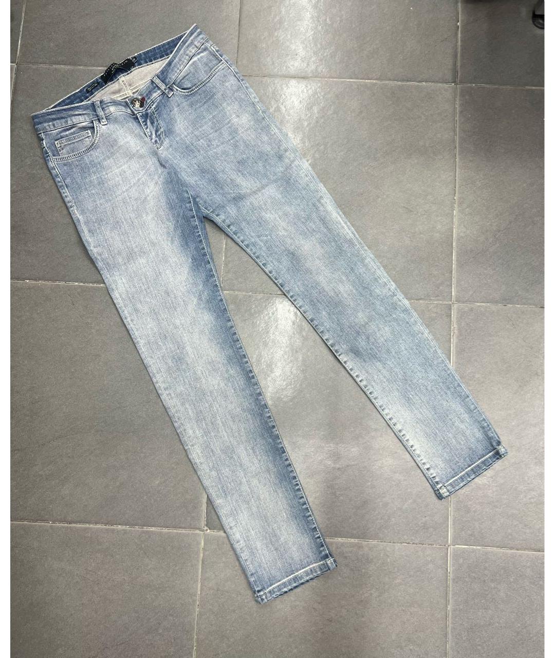 PHILIPP PLEIN Голубые хлопко-эластановые прямые джинсы, фото 9