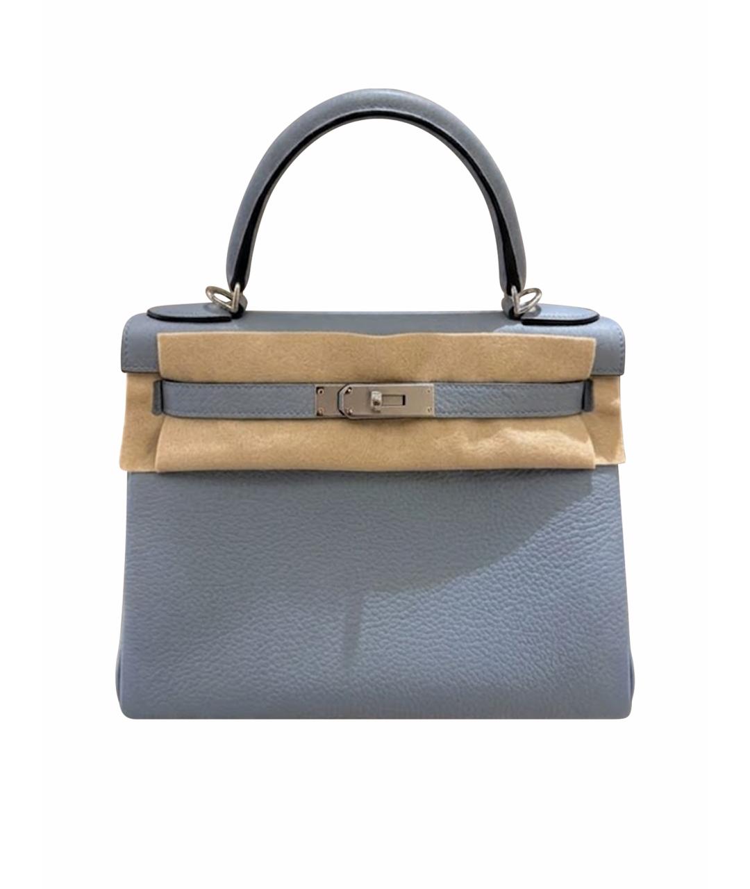 HERMES Голубая кожаная сумка тоут, фото 1