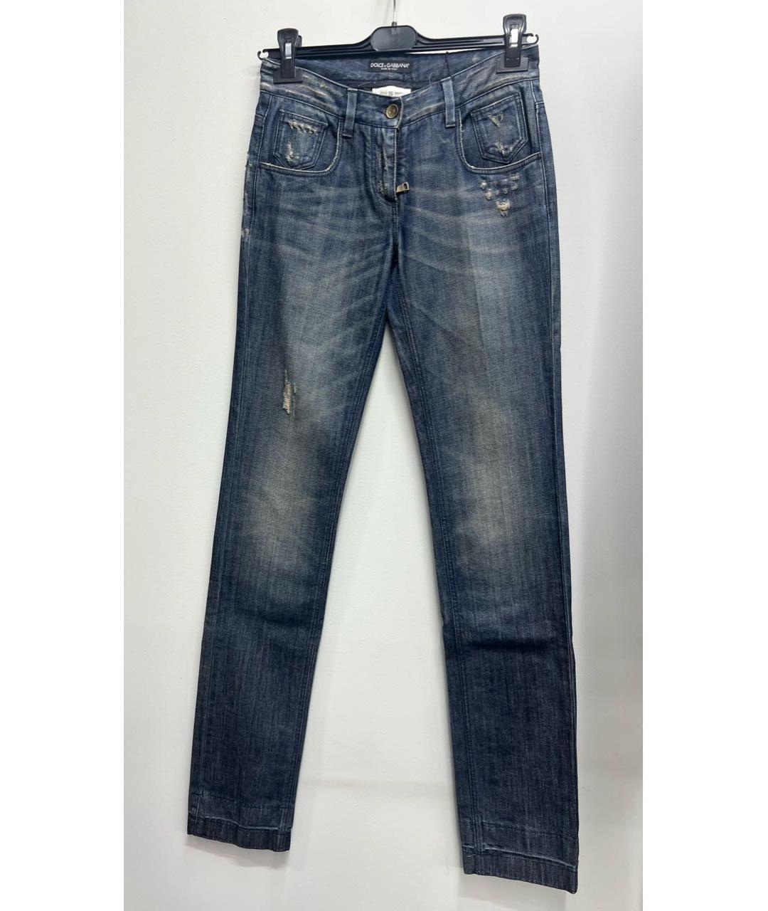 DOLCE&GABBANA Синие хлопковые прямые джинсы, фото 7