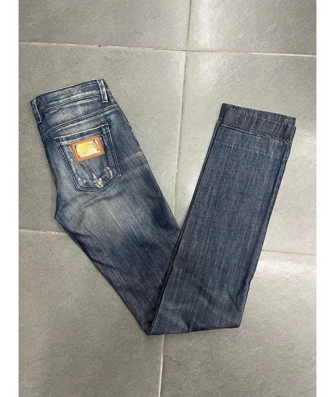 DOLCE&GABBANA Синие хлопковые прямые джинсы, фото 4