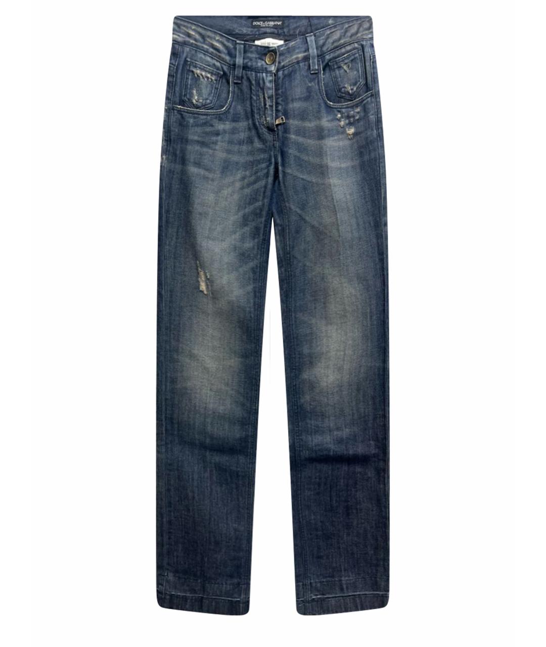 DOLCE&GABBANA Синие хлопковые прямые джинсы, фото 1