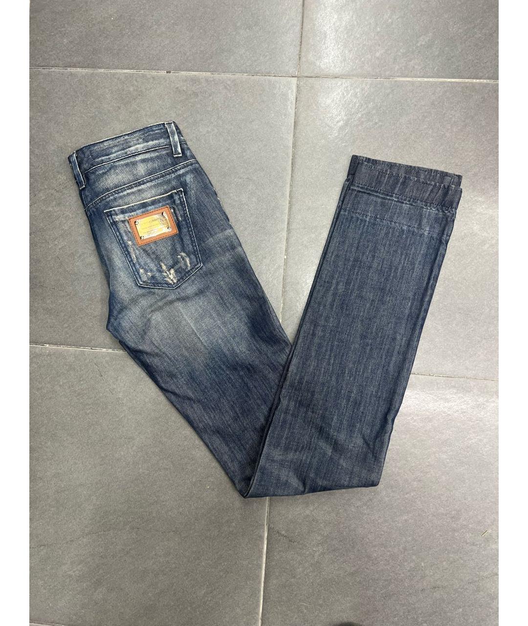 DOLCE&GABBANA Синие хлопковые прямые джинсы, фото 2